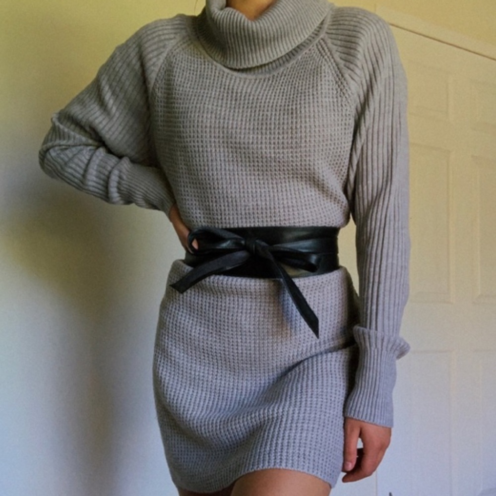 Mendocino Grey Knit Sweater Dress